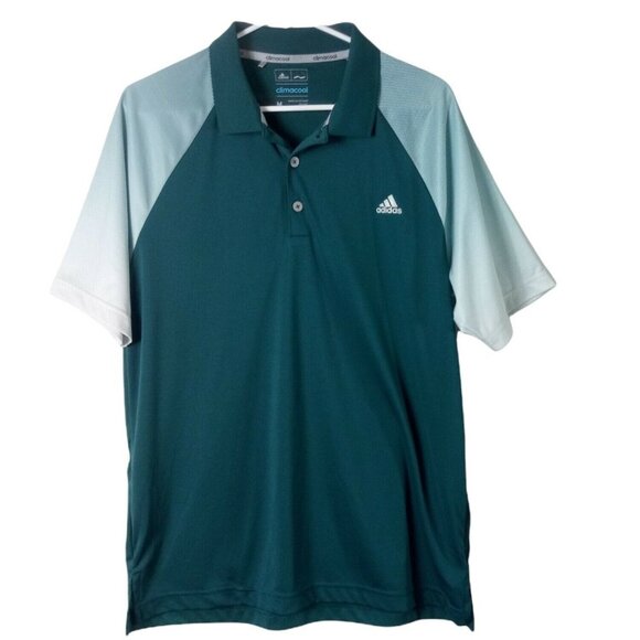 adidas ClimaCool Gradient Sleeve Stripe Polo Shirt Mens Golf Green Medium - Picture 1 of 6